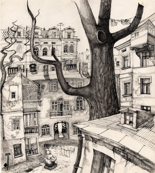 Стилизованный город Графика