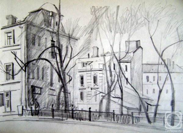 Графическая композиция городской пейзаж