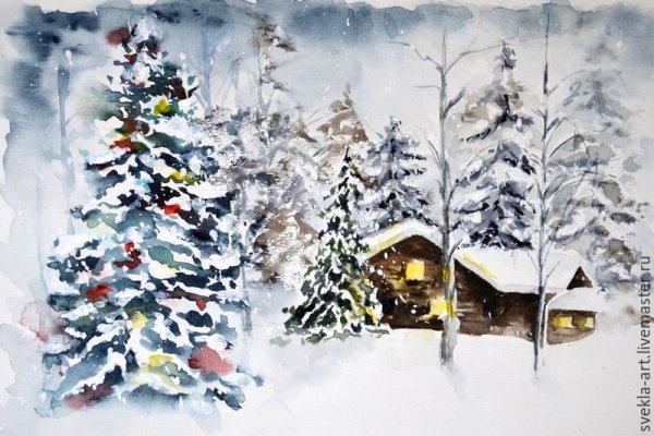 Новогодние рисунки акварелью