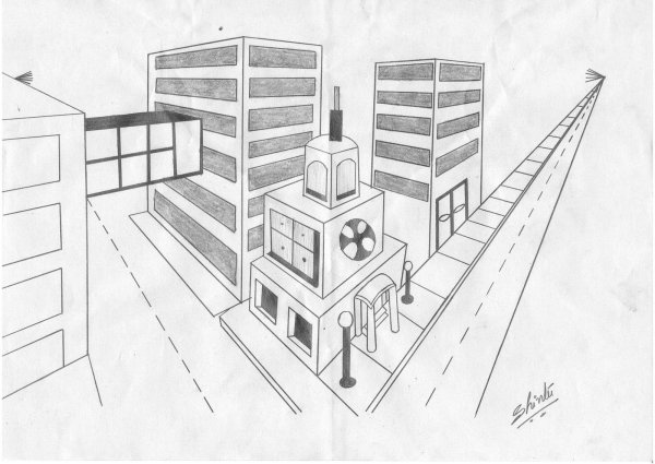 Перспектива с 2 точками схода улица