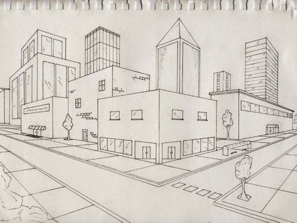Эскиз городского пейзажа легкий