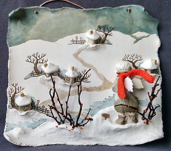 Зимнее панно из теста