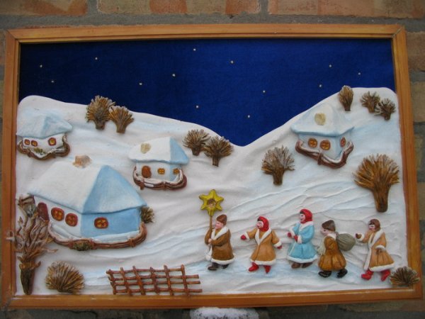 Зимний пейзаж из пластилина