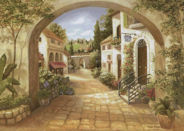 Роспись стен итальянский дворик