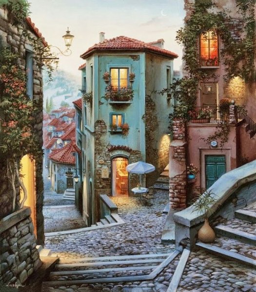 Старинные улочки Европы живопись