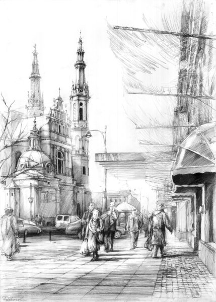 Городской пейзаж Графика