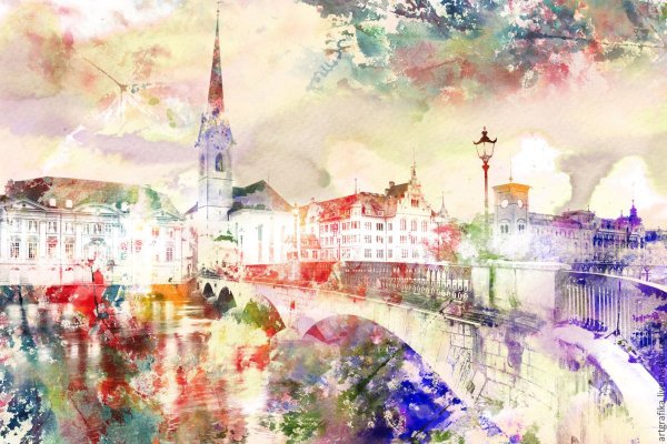 Городские улицы Набережные акварелью