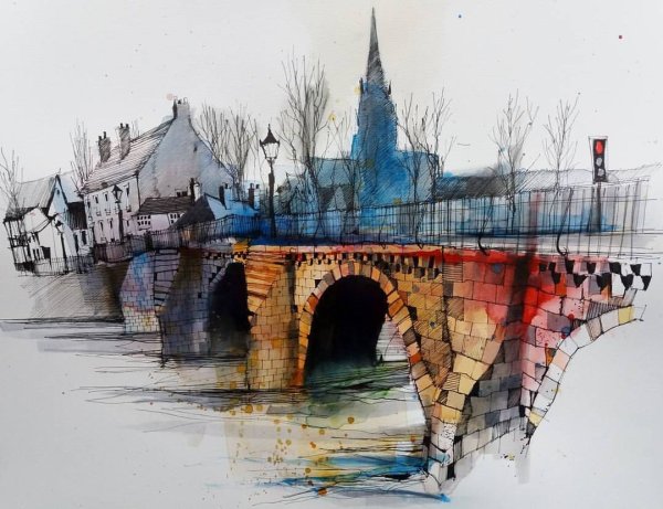 Акварельные картины скетчи