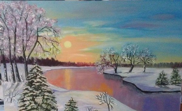 Зима в родном краю живопись
