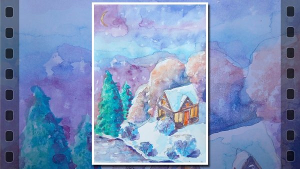 Рисование пастелью зима