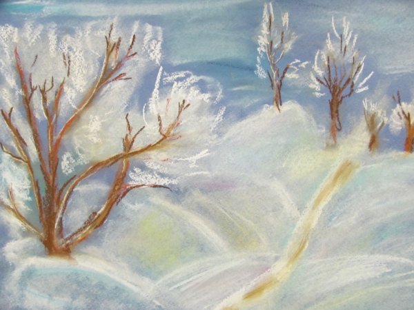 Рисование с детьми зимний лес