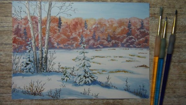 Рисование гуашью зима мастер класс