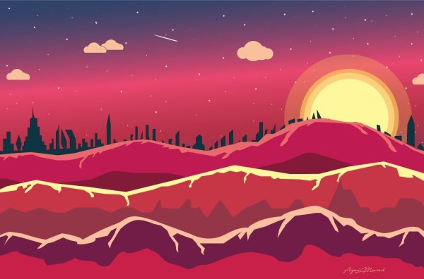 Flat Design пейзаж