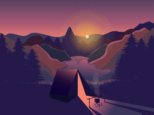 Пейзаж стиле Flat