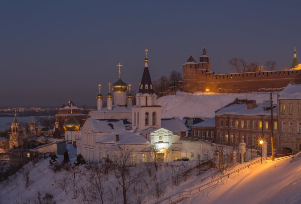 Ночь зима храм Нижний Новгород
