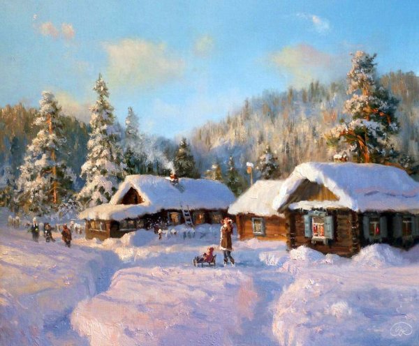 Художник: Вячеслав палачев.зимний пейзаж.