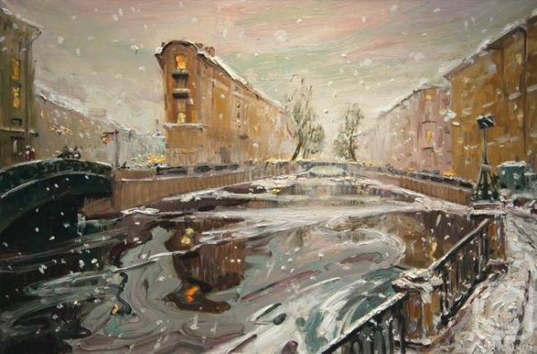 Картина художника Сергея Темерова зимний Питер