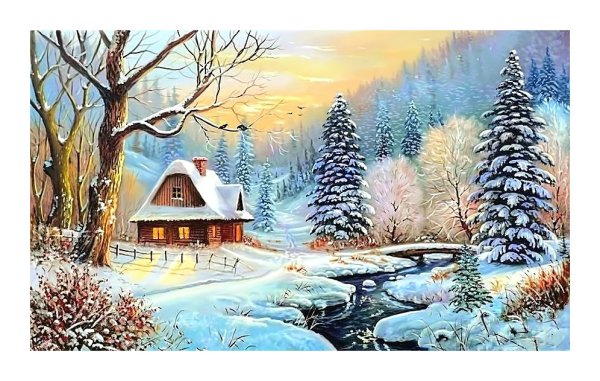 Зимний пейзаж рисунок