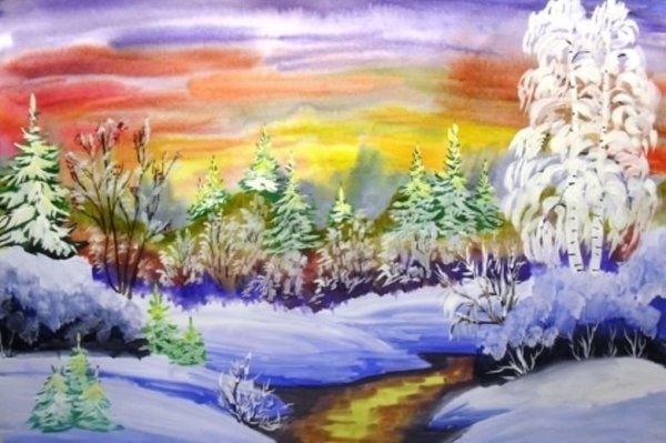 Рисование первый снег