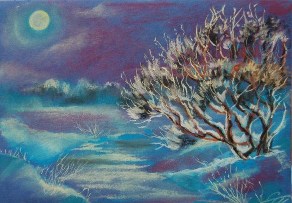 Зима сухой пастелью