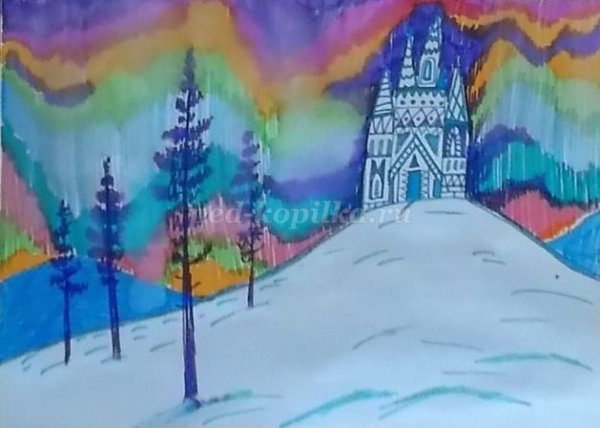 Рисование в детском саду зимний лес