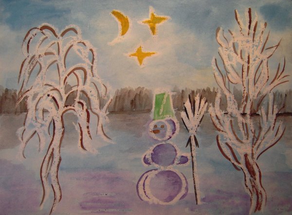 Рисование свечой и акварелью