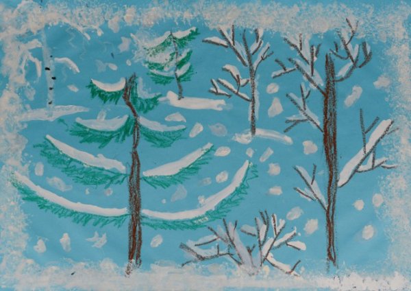 Рисование зима старшая группа
