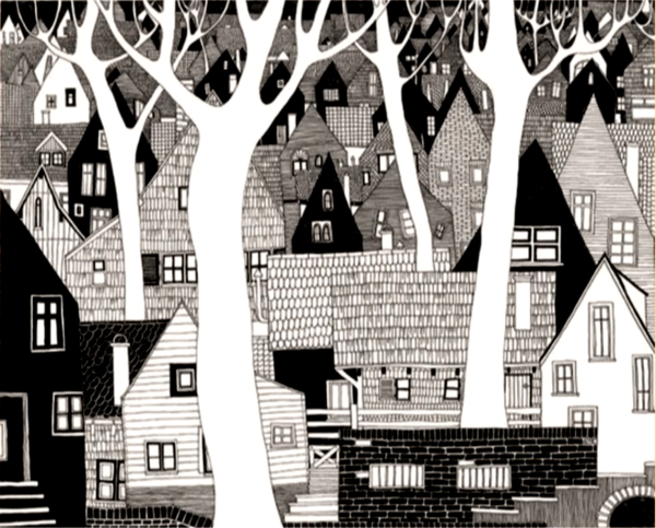 Стилизованный графический пейзаж