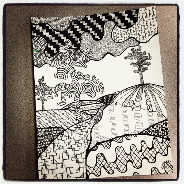 Декоративный пейзаж в графике