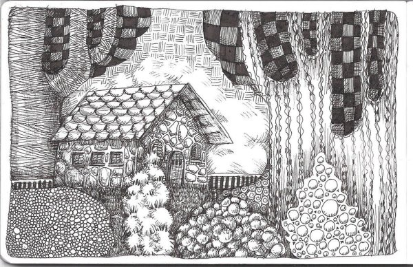 Пейзаж в стиле Зентангл