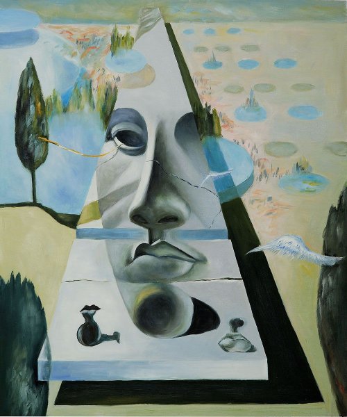 Сальвадор дали явление лица Афродиты Книдской на фоне пейзажа