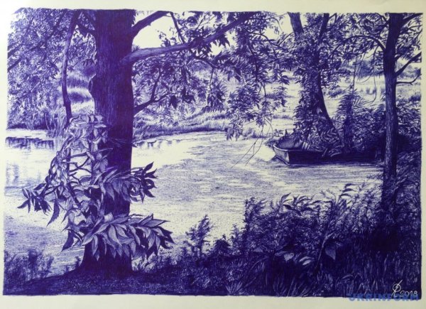 Пейзаж ручкой