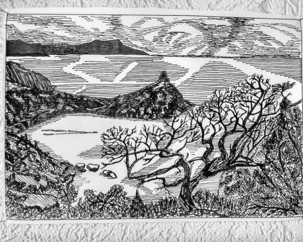 Пейзаж ручкой