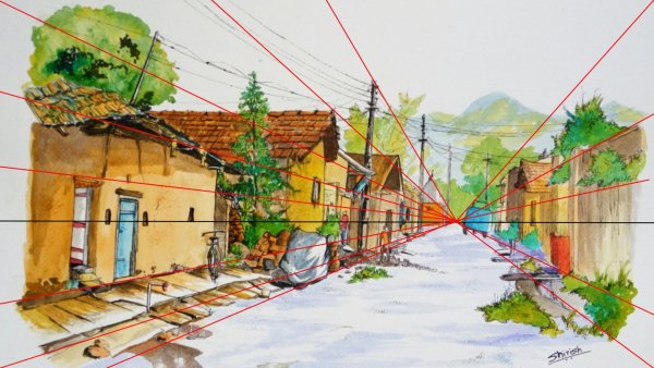 "Линейная перспектива" - пейзаж "Тоскана"