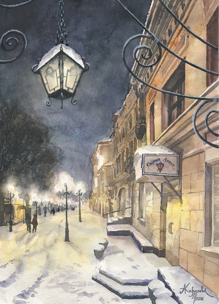 Городские пейзажи с фонарями