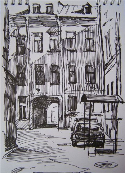 Городской пейзаж в графике