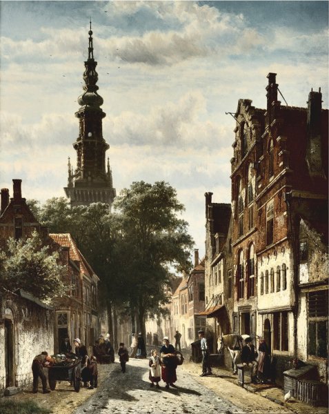 Старинная Голландия художник Корнелис спрингер 1817-1891