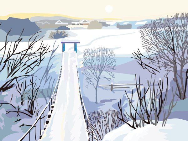 Зимний пейзаж в перспективе