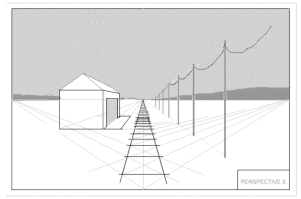 Зимний пейзаж с линейной перспективой