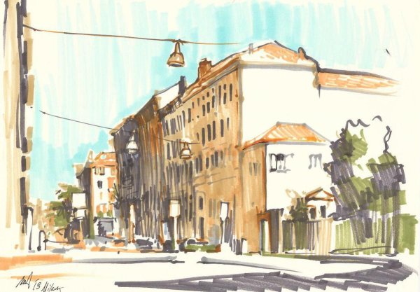 Скетч городской пейзаж