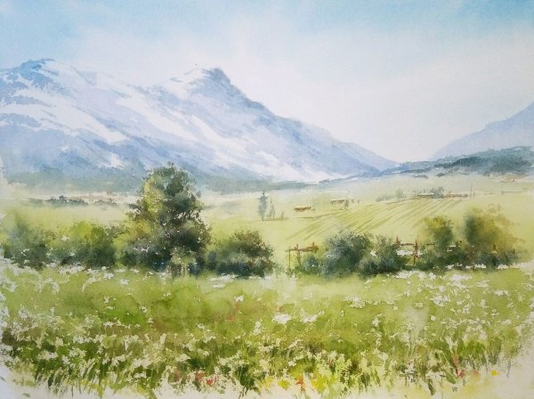 Пейзаж акварелью