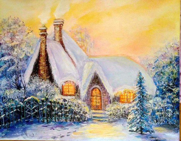 Зимние пейзажи для декупажа