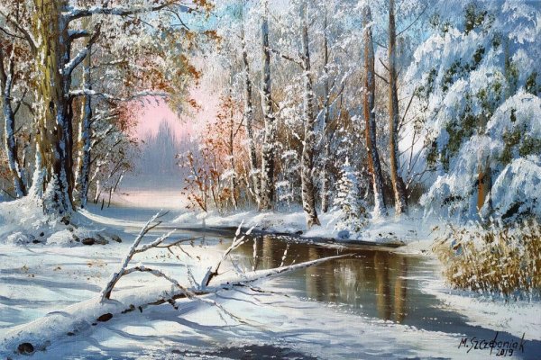 Зимний лес... Художник Marek Szczepaniak