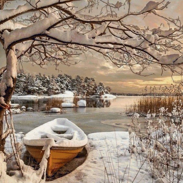 Лодка зимой в живописи