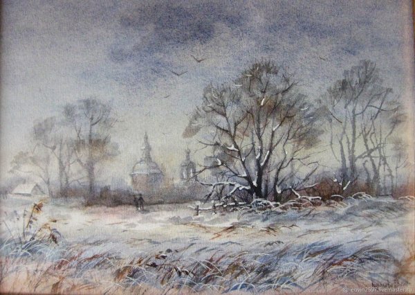 Графика углем пейзаж