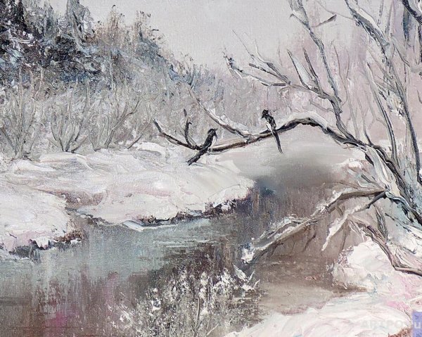 Зимний пейзаж карандашом