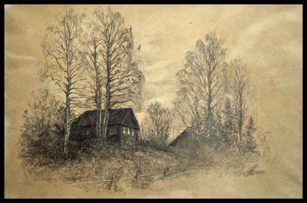 Зимнийпейзаж в крафике