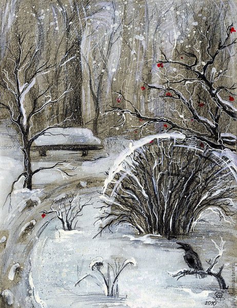 Зимний пейзаж в графике