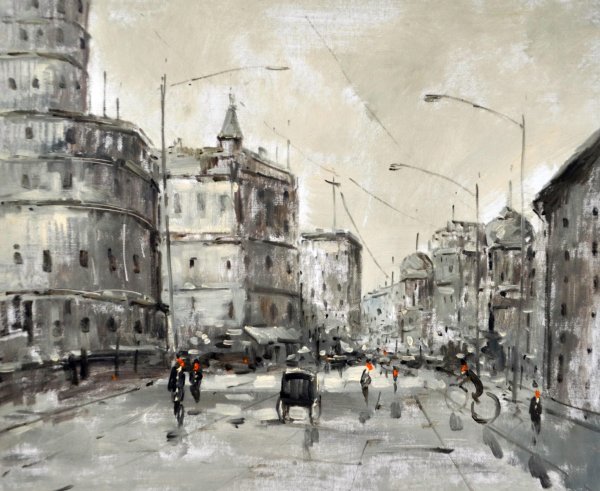 Городской пейзаж в живописи сепия