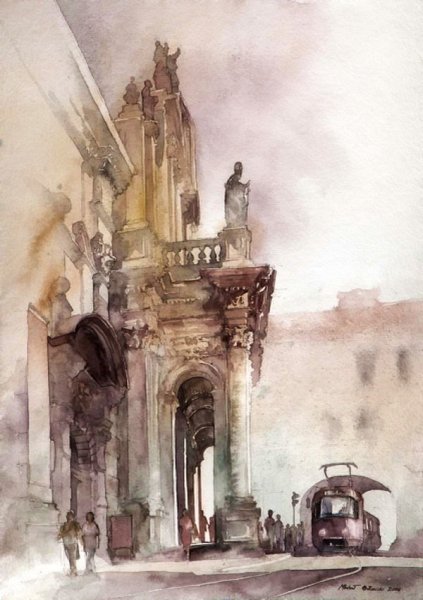 Итальянский пейзаж сепия